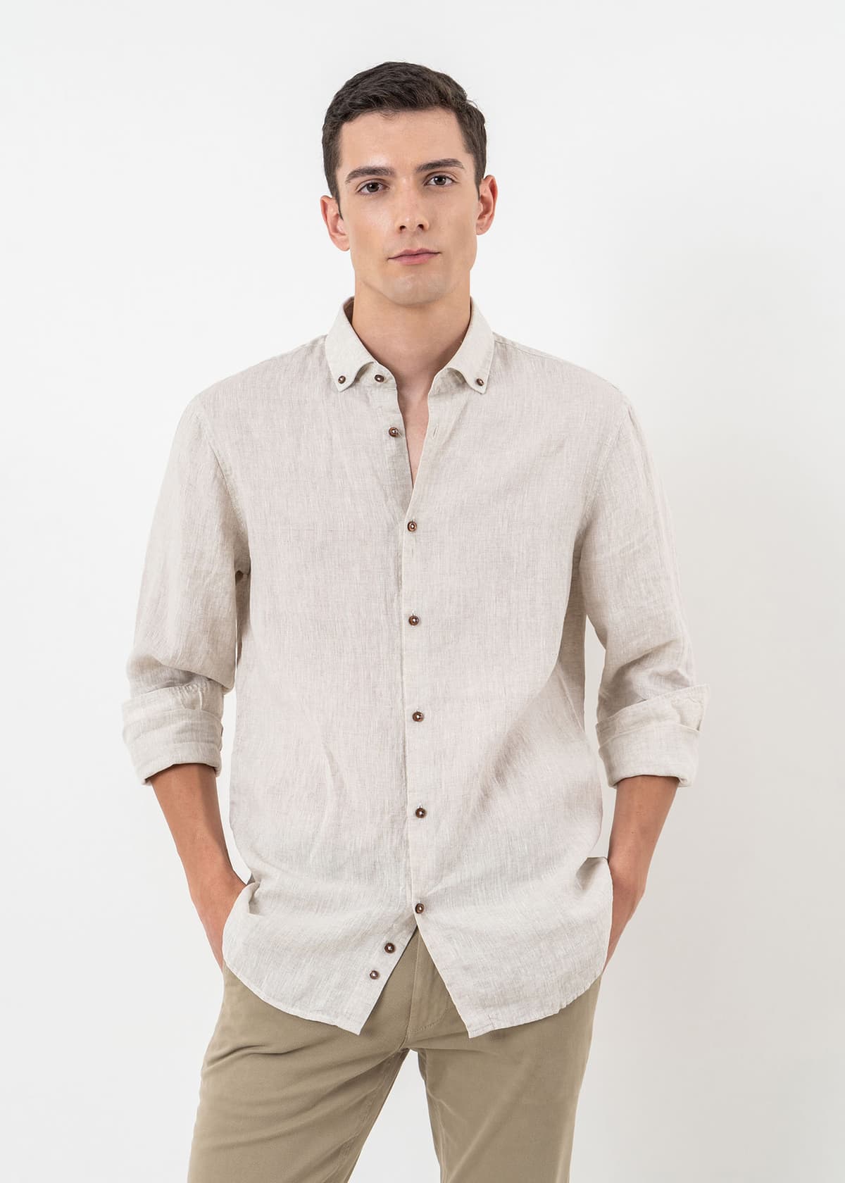 Men's Shirts Fragosto Beige