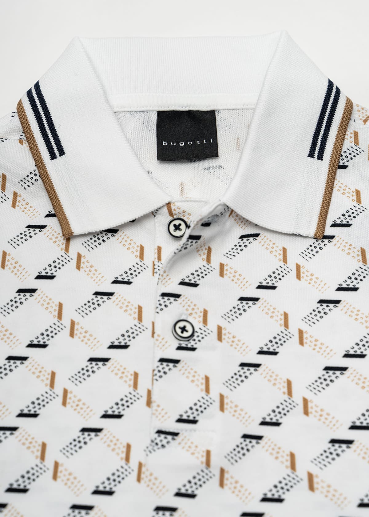 Bugatti Polo Μπλούζα της σειράς Print - 8150 75032C 10 White