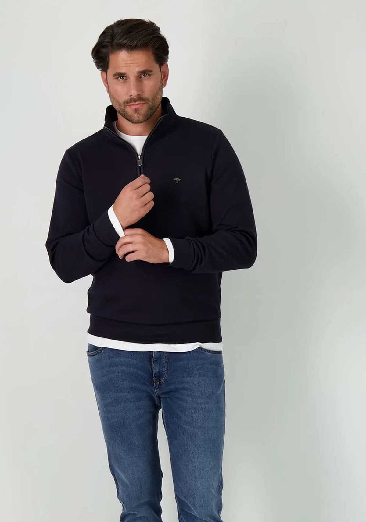 Fynch Hatton Pullover της σειράς Zip Troyer - 1213 1713 685 Navy