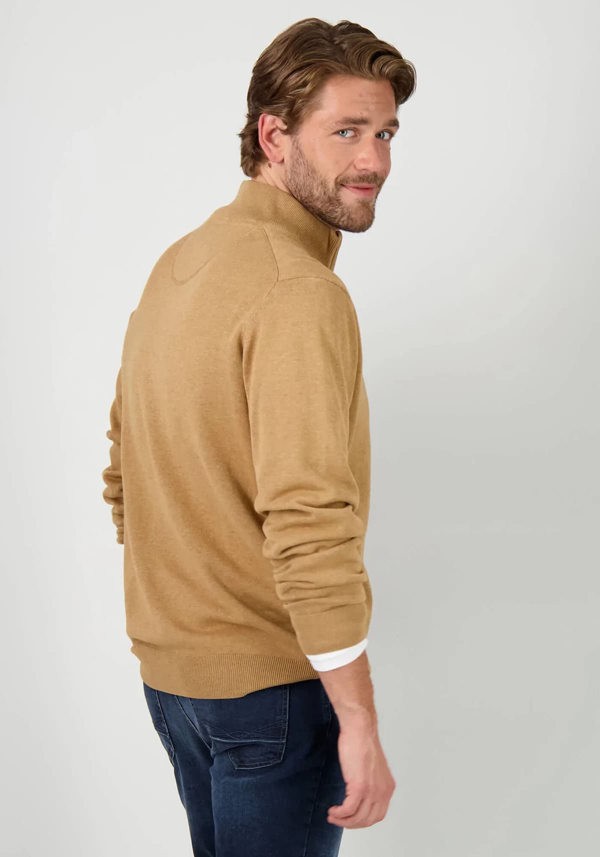 Fynch Hatton Pullover της σειράς Zip Troyer - 1213 215 843 Camel