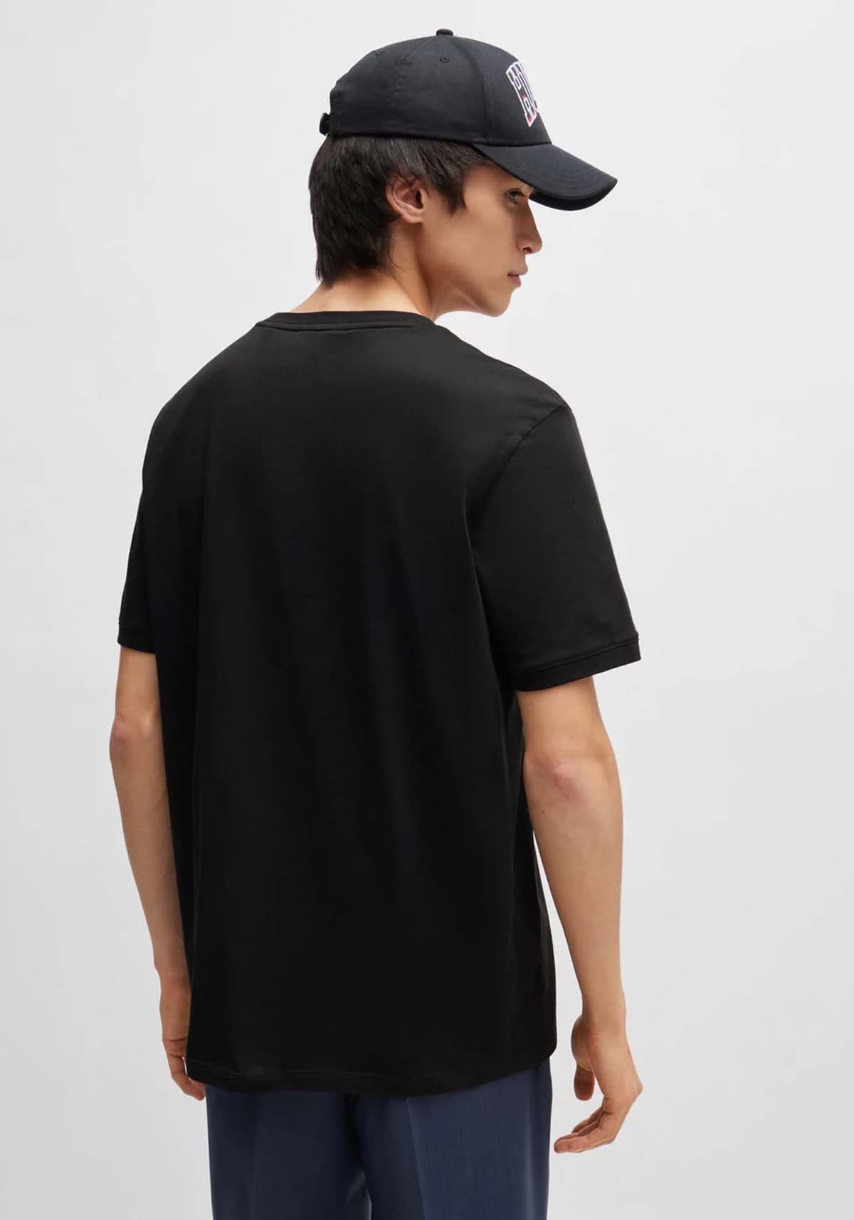 HUGO T-SHIRT DIRAGOLINO212 LOGO ΜΑΥΡΟ