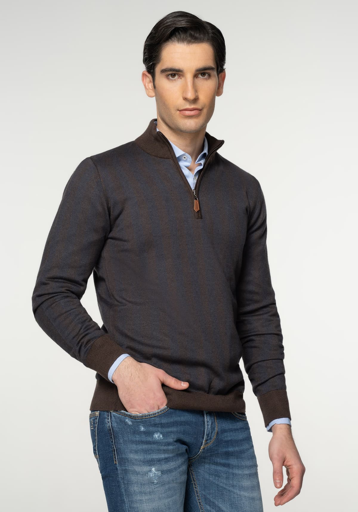Aritsti Italiani Sweater της σειράς Zip - A127309A 14 Brown