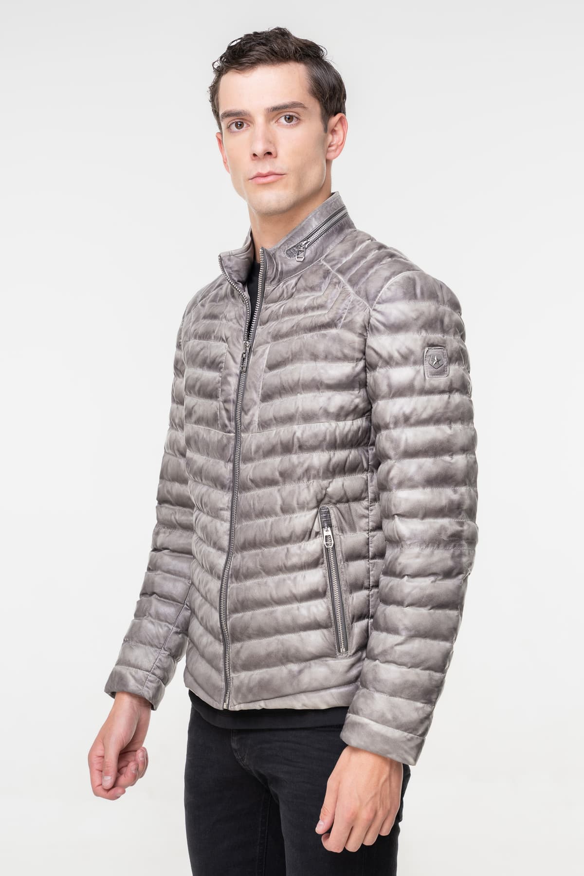 Men's Leather Jackets Milestone Gray