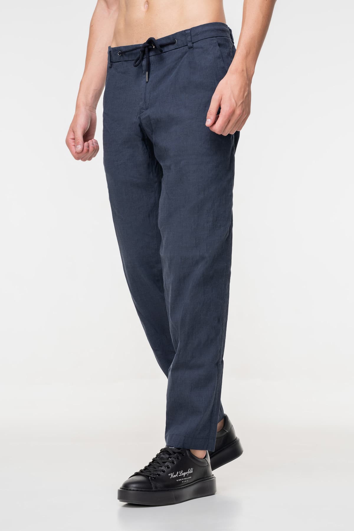 Men's Linen Pants Bugatti Sportswear Blue