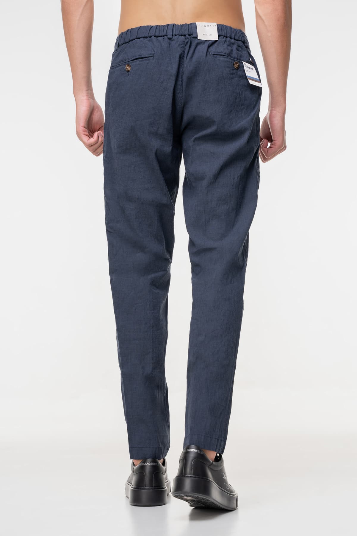 Men's Linen Pants Bugatti Sportswear Blue