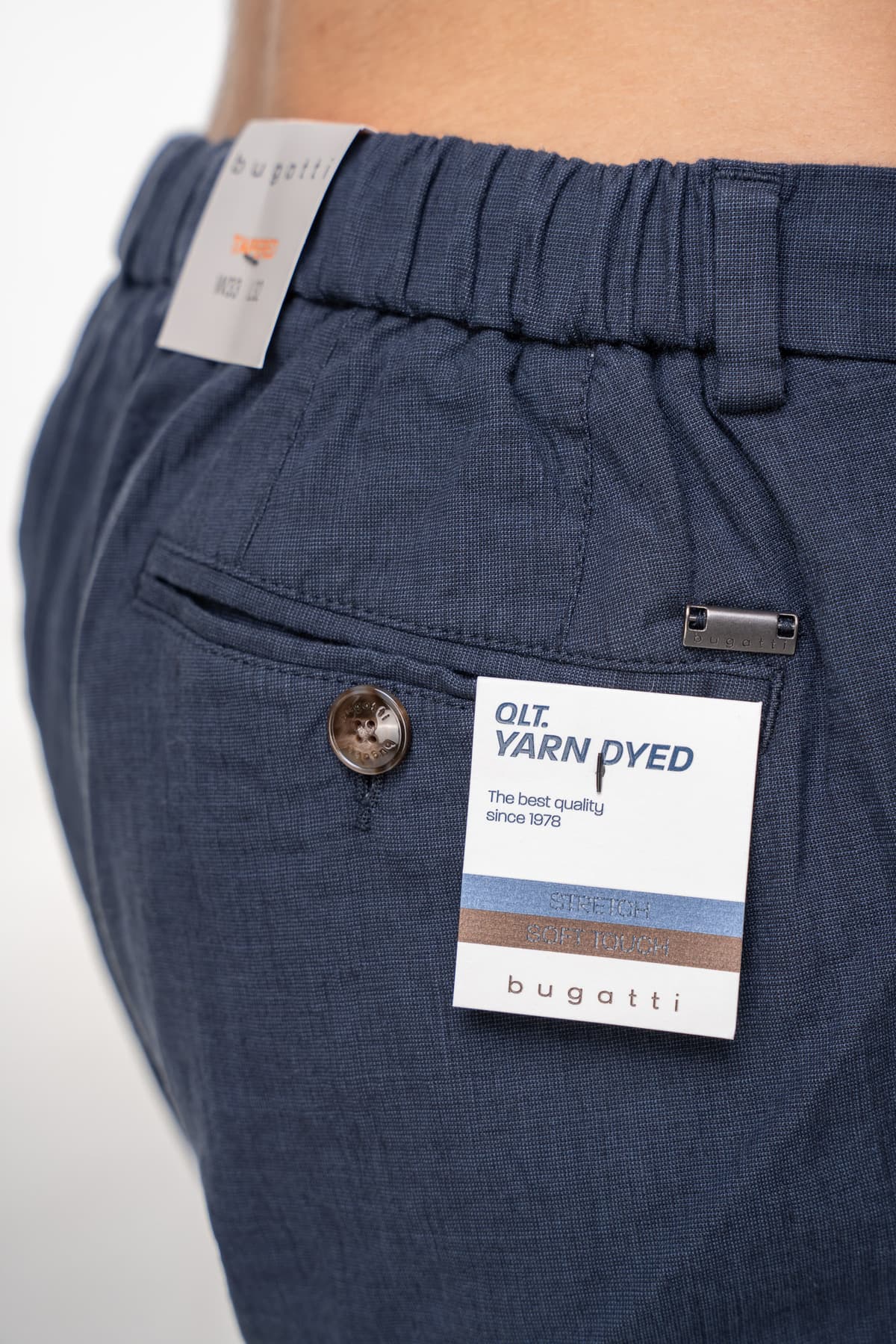 Men's Linen Pants Bugatti Sportswear Blue