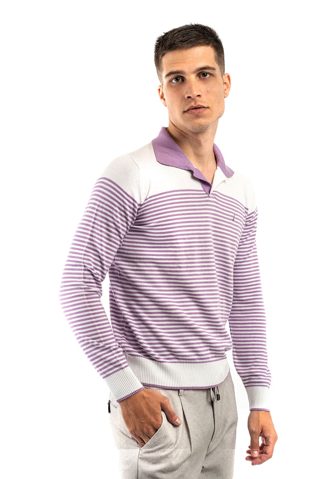 Istos Pullover σε Regular γραμμή - SC043P White/Purple