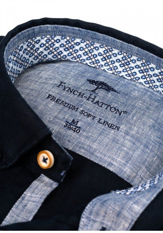Fynch Hatton Λινό Πουκάμισο σε Classic γραμμή - 1121 6030 6037 Solid Navy
