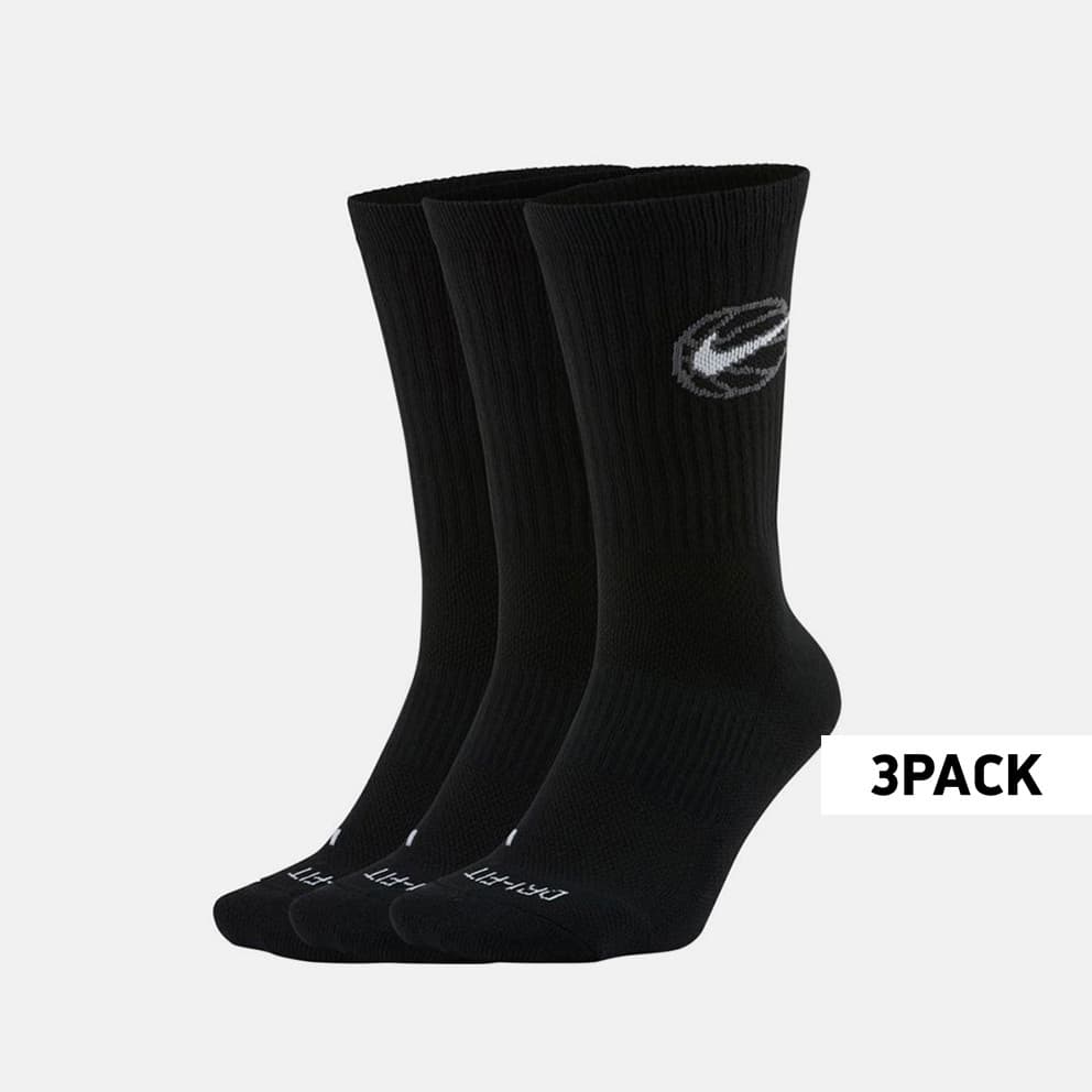 Nike Everyday Crew Basketball Socks Μαυρο