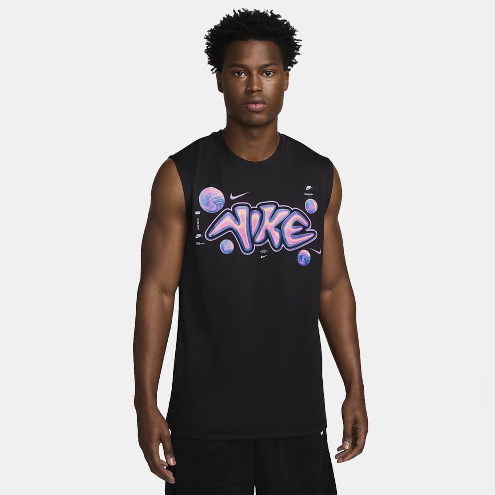 Ανδρικά αθλητικά αμάνικα μπλουζάκια Nike Μαύρο