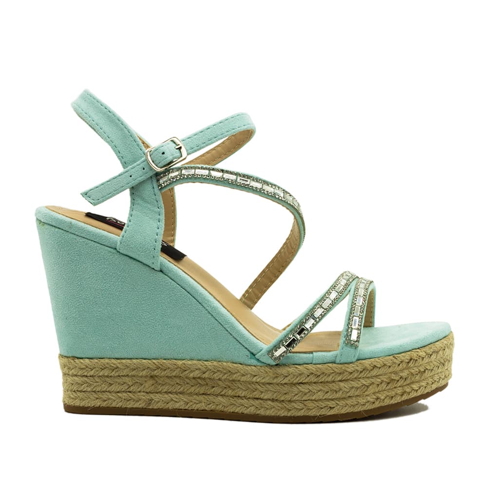 Πλατφόρμες μπλε σουέτ με στρας