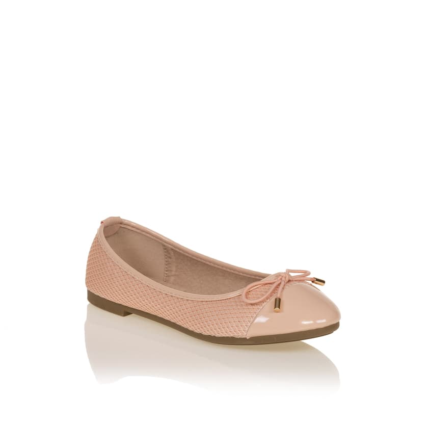 Μπαλαρίνες nude υφασμάτινες με λουστρίνι