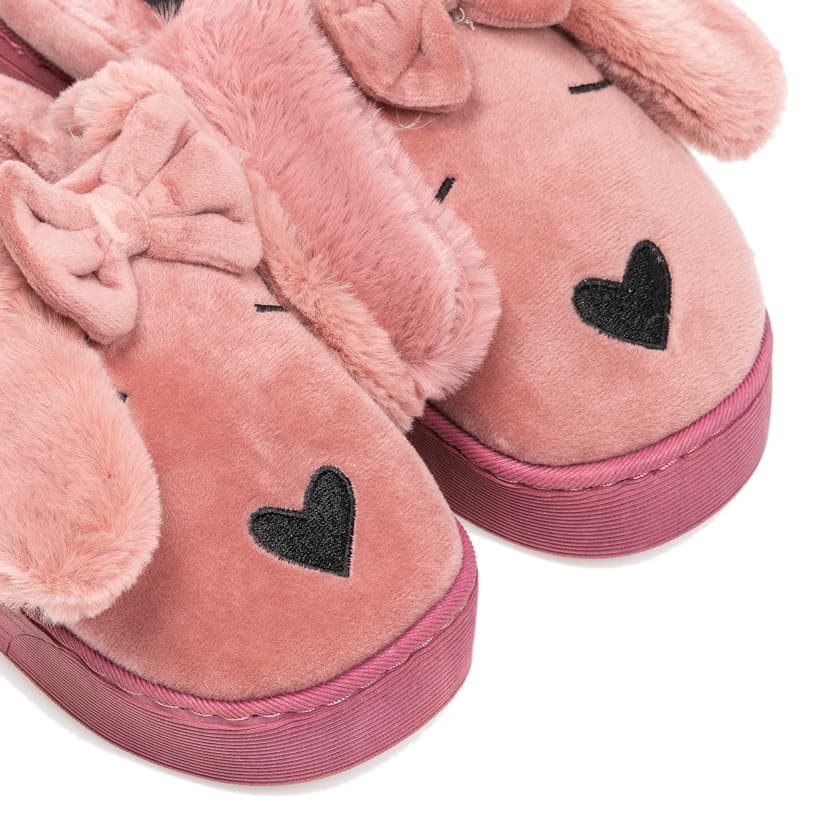 Παντόφλες σάπιο μήλο σουέτ με γούνα σχέδιο σκυλάκι