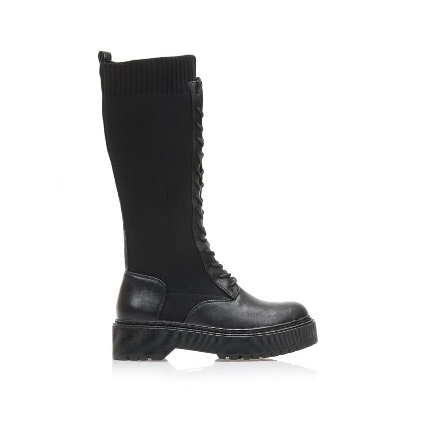 Μπότες μαύρες υφασμάτινες δετές