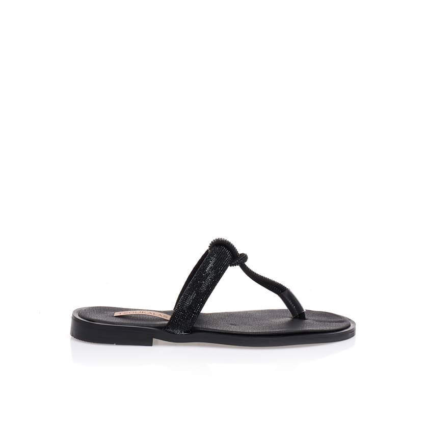 Σανδάλια χειροποίητα ασημί δερματίνη με διχάλα και φάσα από στρας