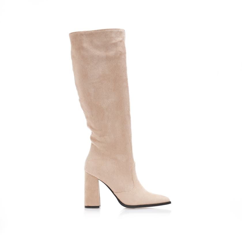 Μπότες μαύρες σουέτ με φερμουάρ μυτερές