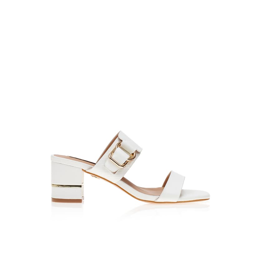 Mules ροζ δερματίνη με animal print και χρυσές λεπτομέρειες