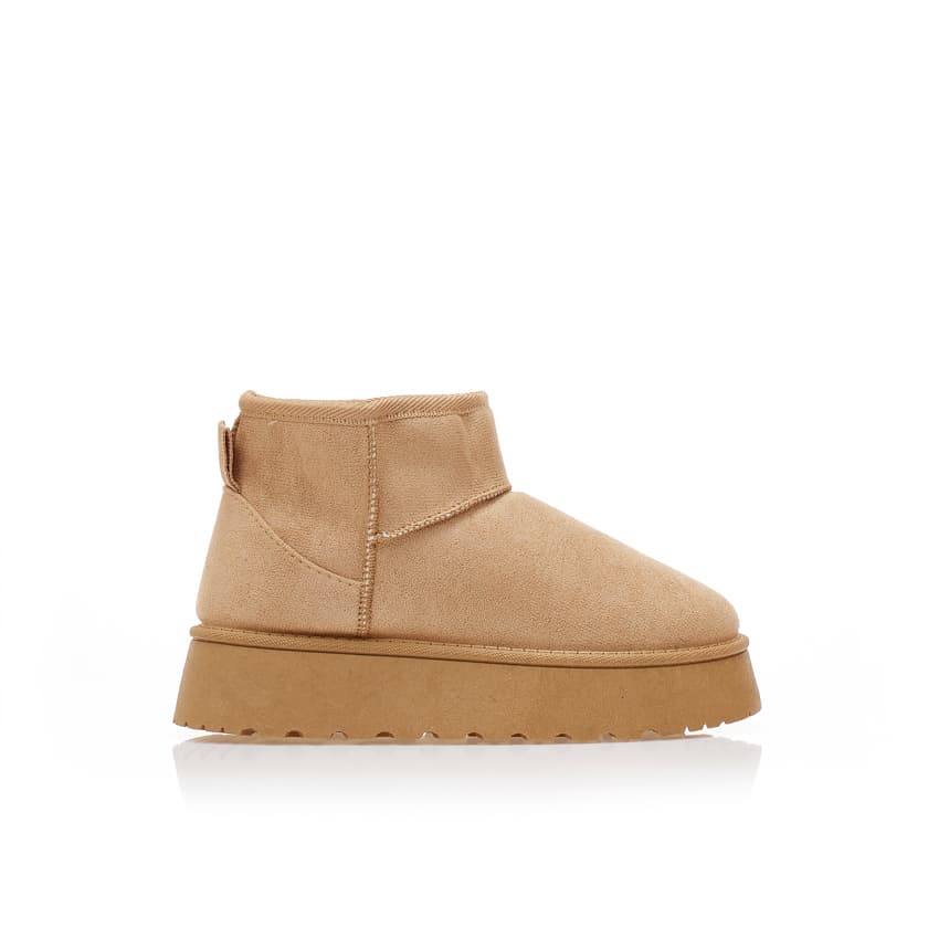 Μποτάκια κάμελ σουέτ δίπατα με εσωτερική γούνα