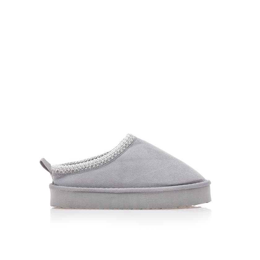 Μποτάκια γκρι σουέτ δίπατα με εσωτερική γούνα