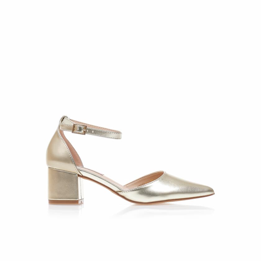 Γόβες TSOUKALAS χρυσές δερματίνη μυτερές