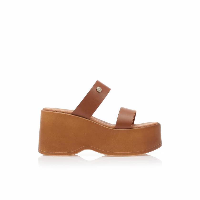 Πλατφόρμες χειροποίητες ταμπά δερματίνη με διπλή φάσα