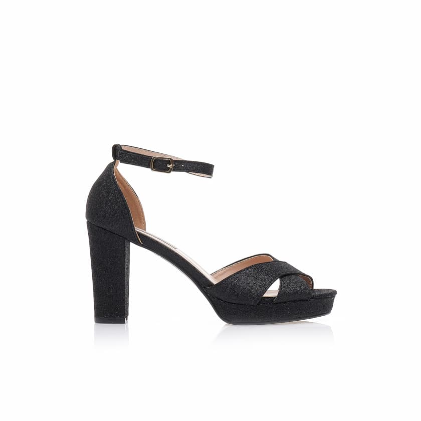 Πέδιλα μαύρα λούρεξ με χιαστί φάσα