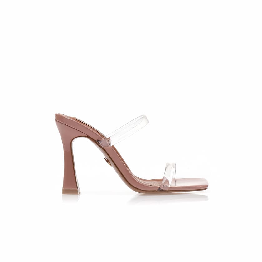 Mules TSOUKALAS nude λουστρίνι με διαφάνειες