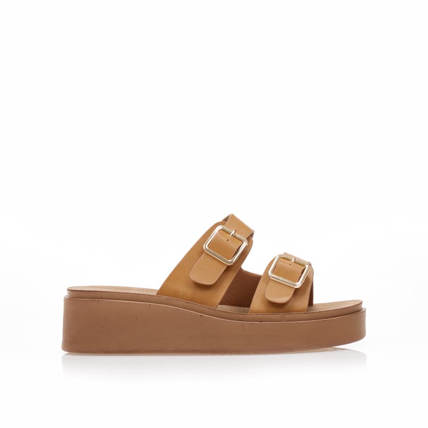 Flatforms TSOUKALAS κάμελ δερματίνη με ρυθμιζόμενη φάσα