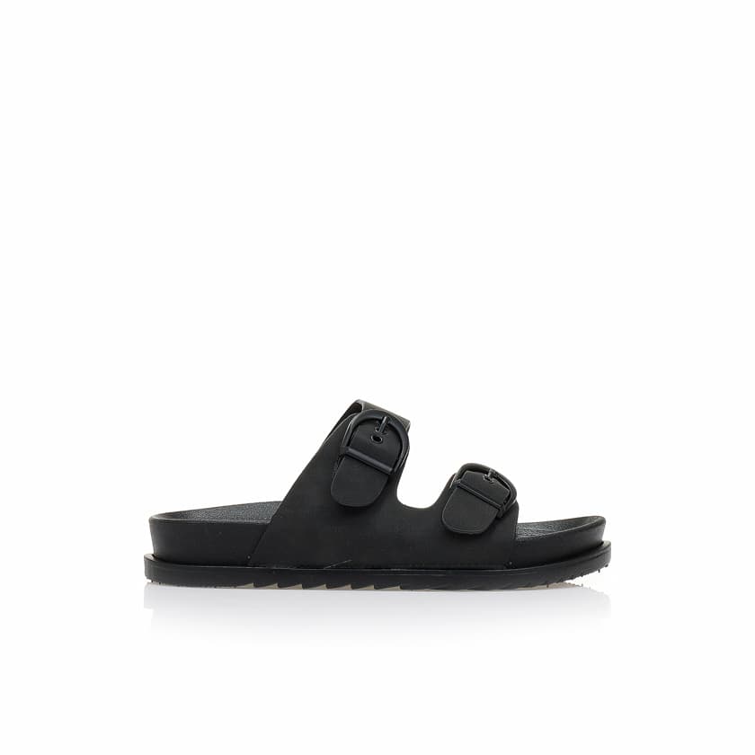 Flatforms μαύρα δερματίνη με διπλή φάσα