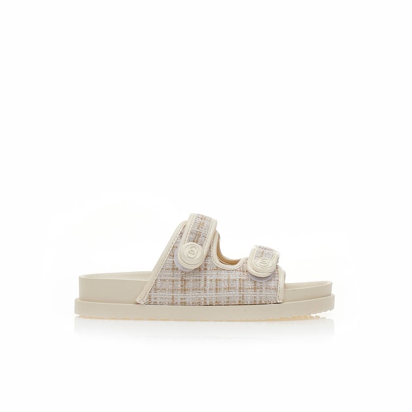 Flatforms πούρο σουέτ με καρό σχέδιο και σκρατς