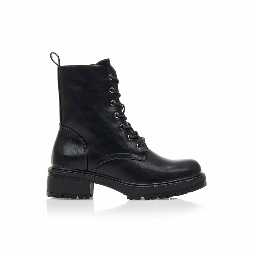 Αρβυλάκια μαύρα δερματίνη με κορδόνια και φερμουάρ