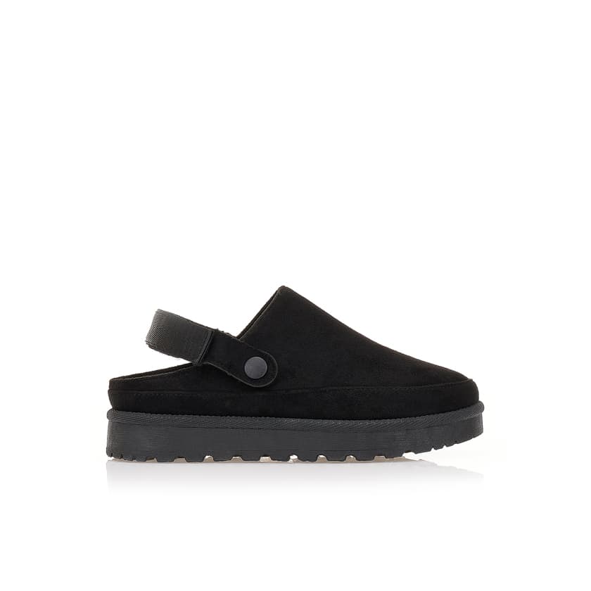 Παντόφλες μαύρες σουέτ με εσωτερική γούνα