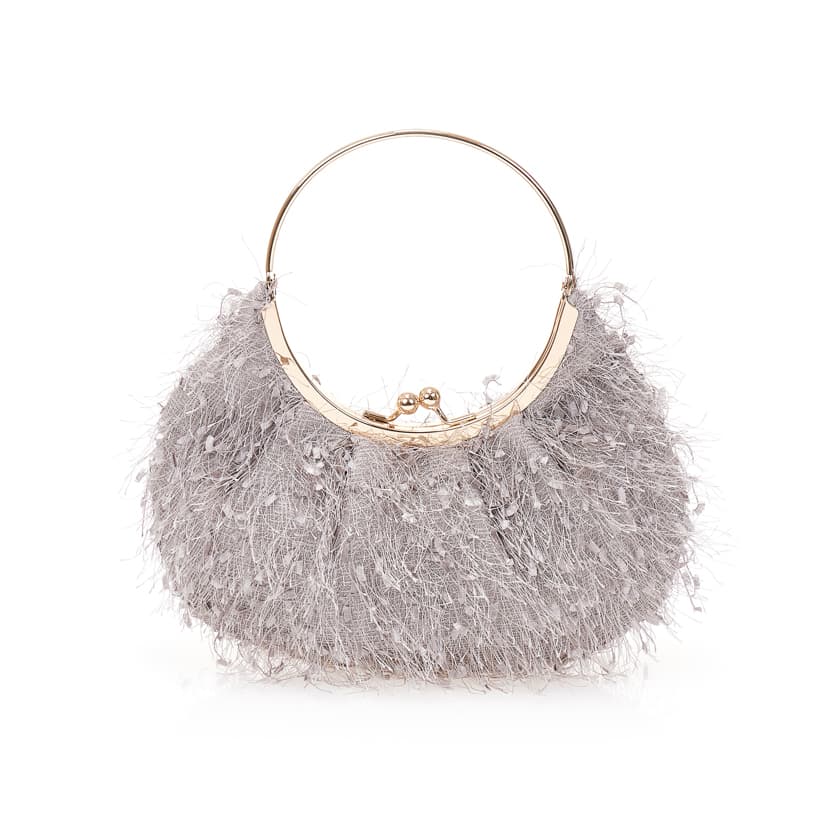 Τσάντα χειρός γκρι με κρόσια