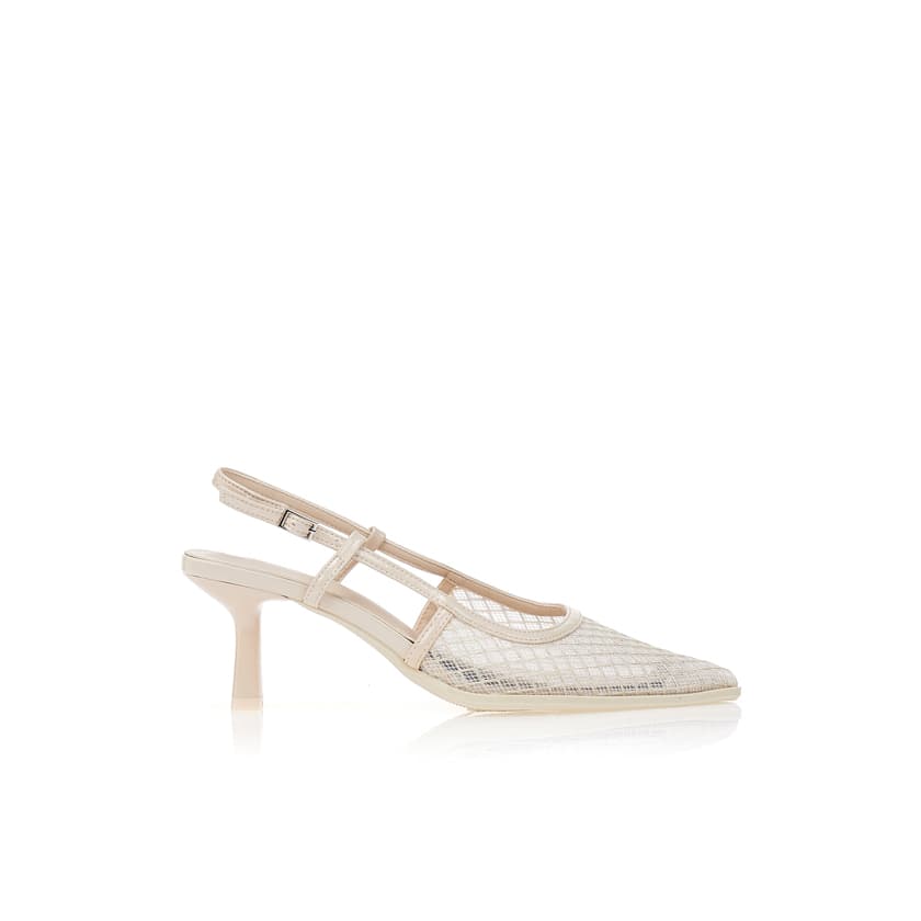 Γόβες slingback με μπεζ διαφάνεια