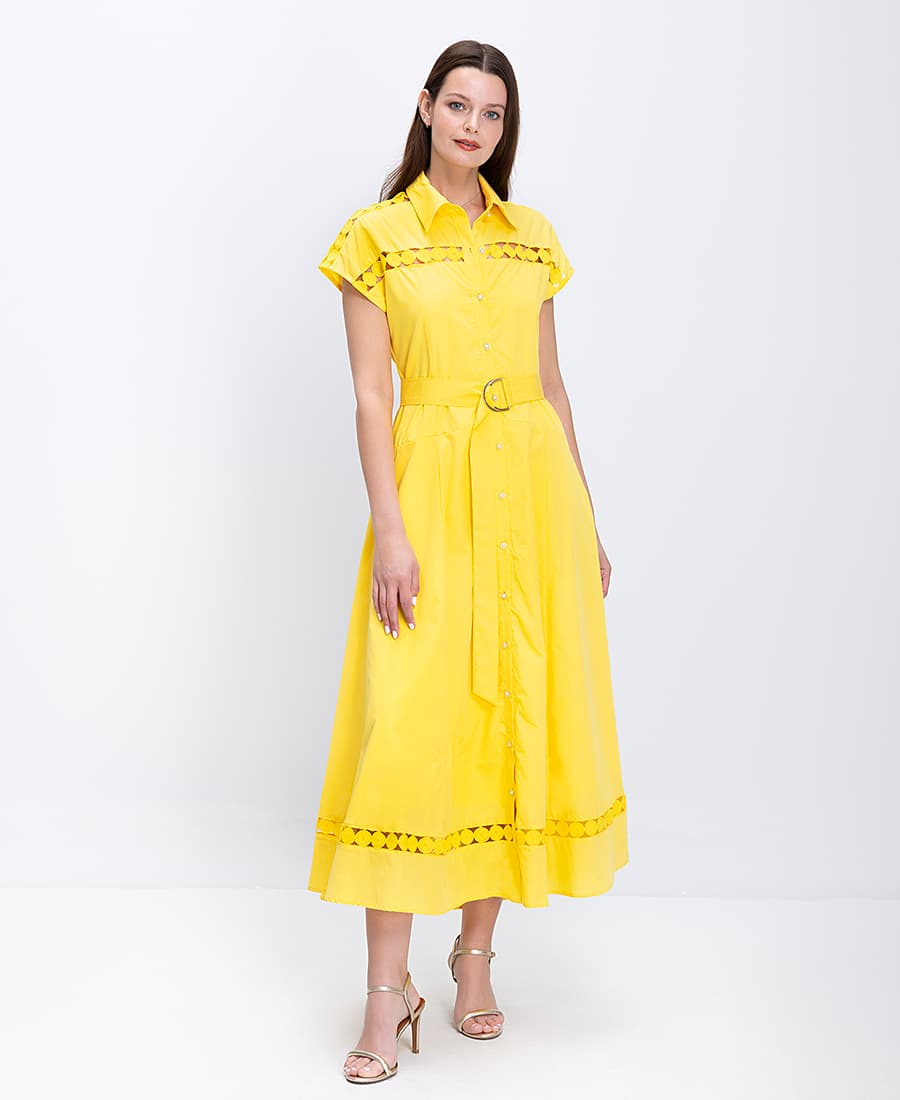 Γυναικεία μίντι φορέματα Paper Lace Κίτρινο