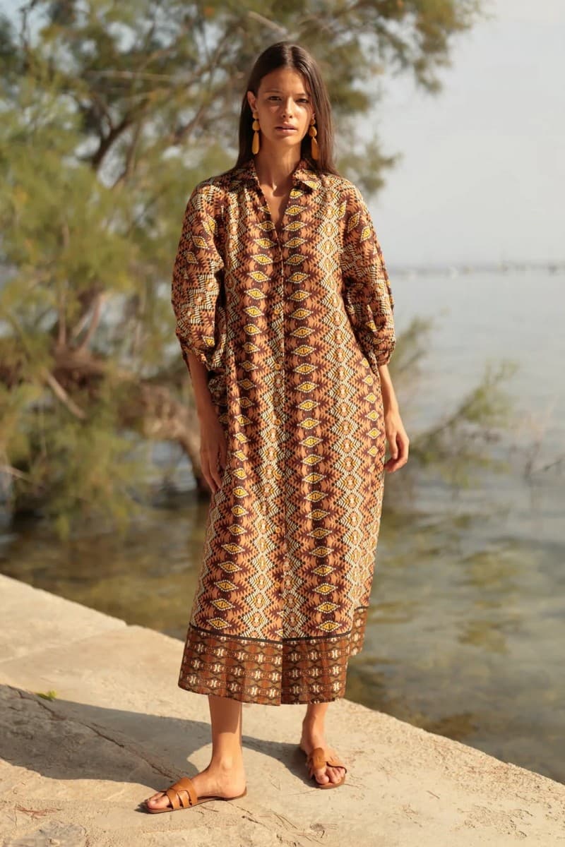 Γυναικεία μίντι φορέματα Luna Llena Καφέ