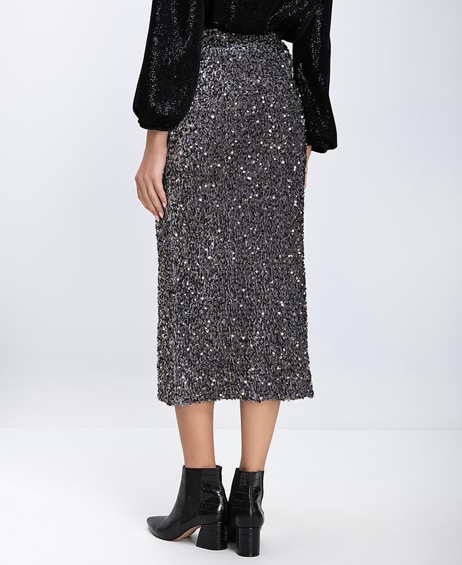 Women's Midi Skirts Luckylu Gray