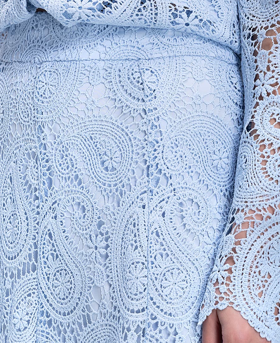 Women's Mini Skirts Paper Lace Blue