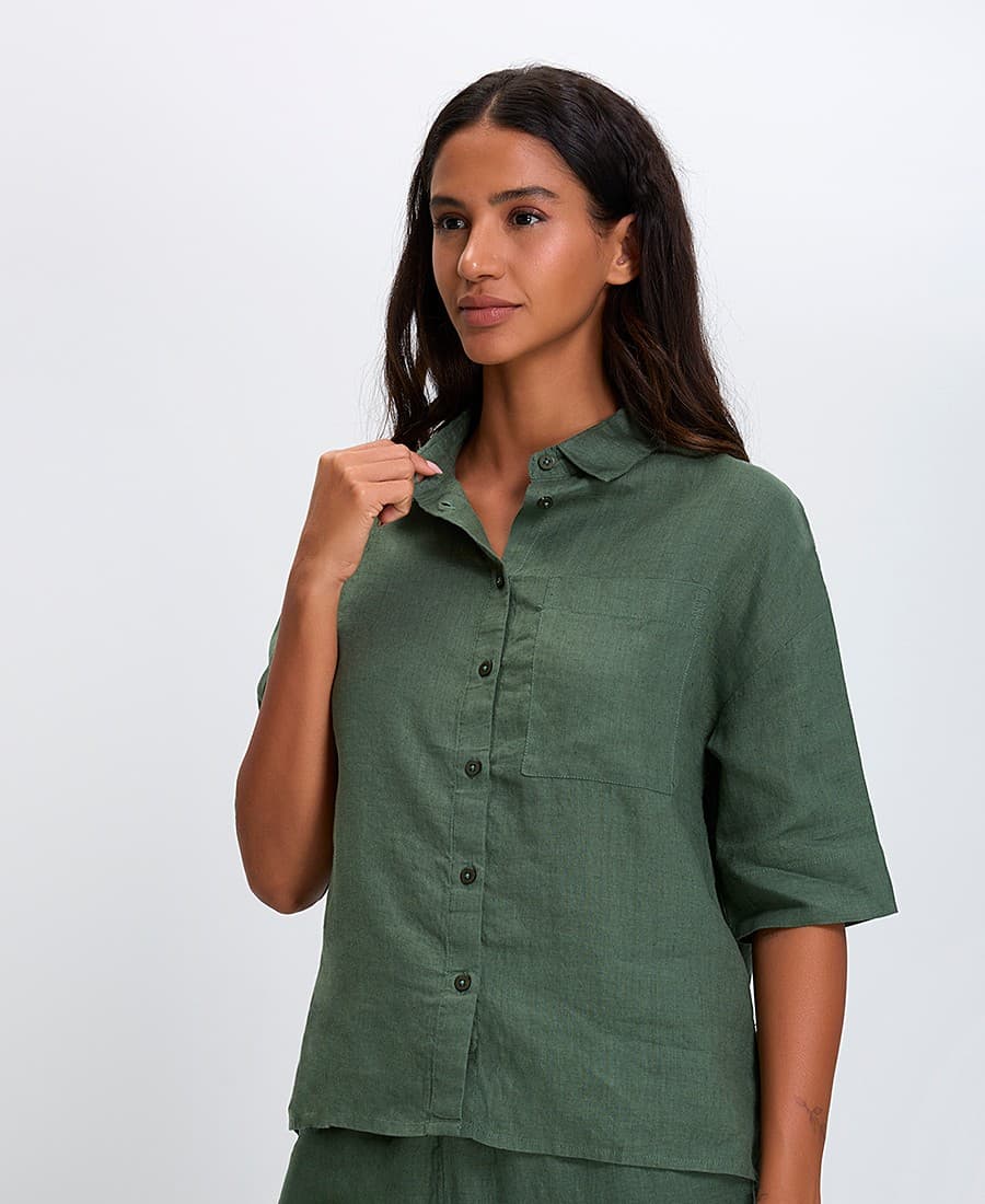 Γυναικεία πουκάμισα The Fashion People Πράσινο