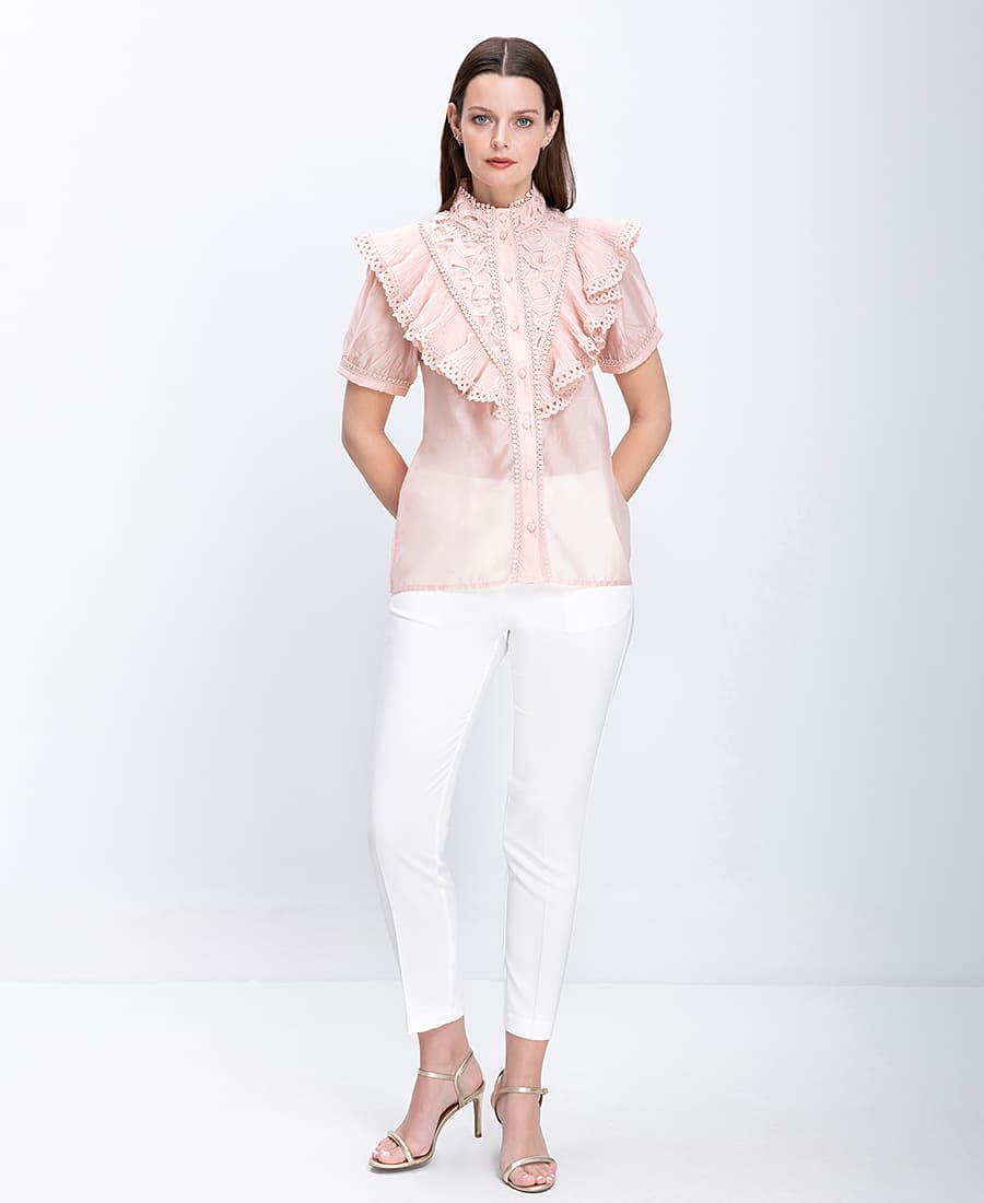 Women's Shirts Paper Lace Pink