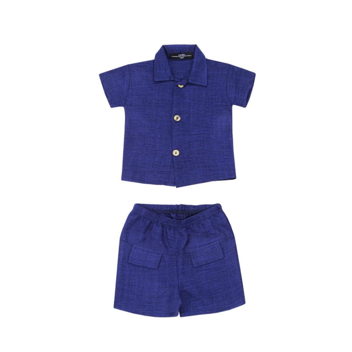 Σετ μπεμπέ υφασμάτινο με βερμούδα αγόρι Prod-6735252-Blue