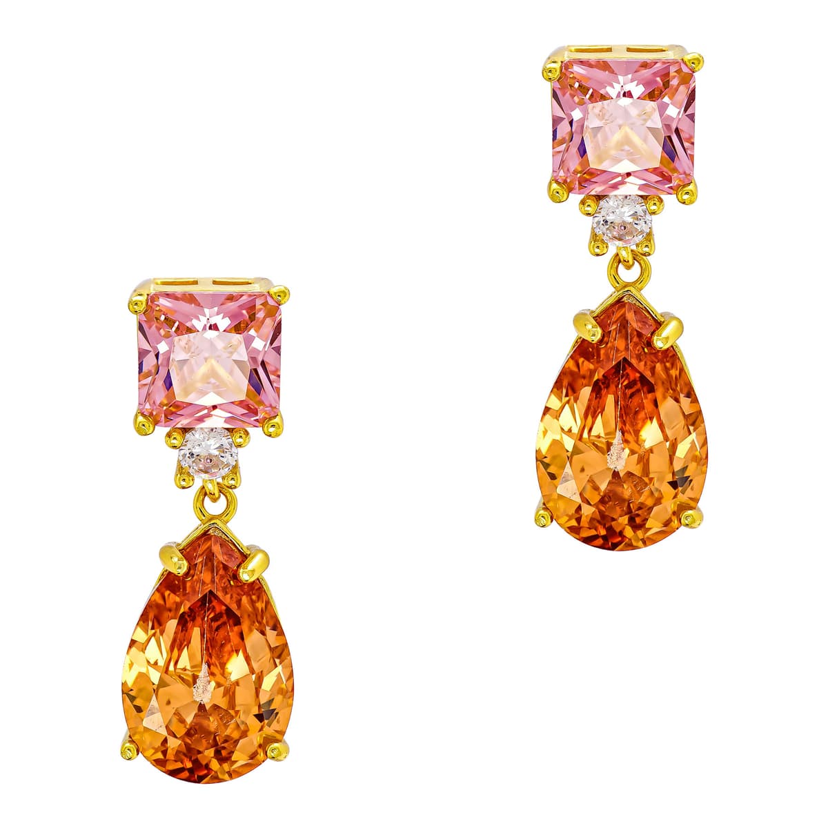 Luxenter Σκουλαρίκια με Xρωματιστές Πέτρες από Eπιχρυσωμένο Ασήμι SK3199