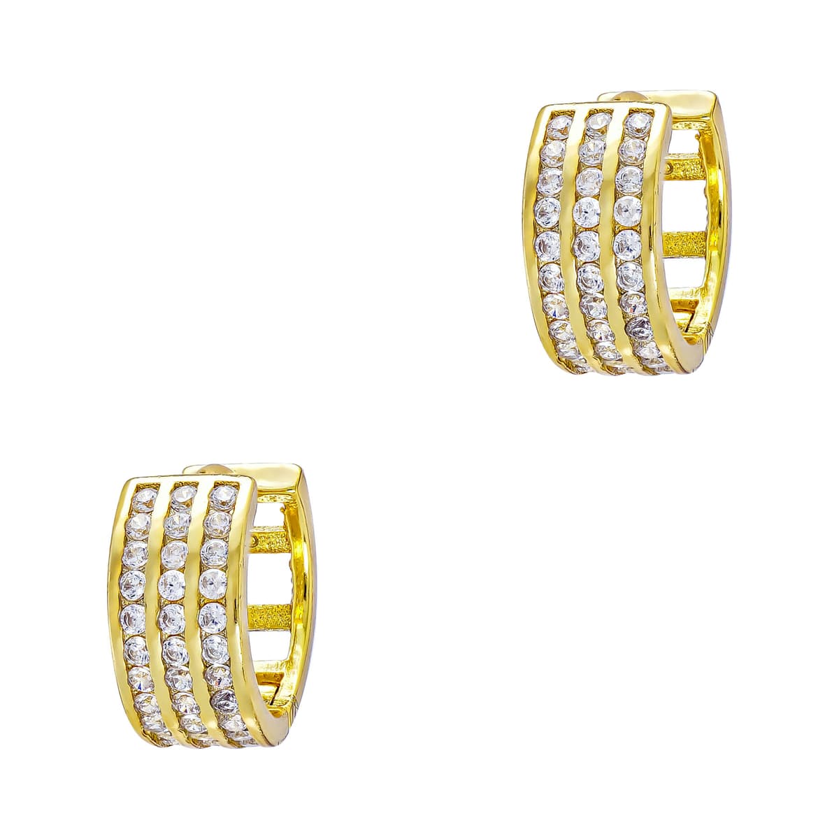 Σκουλαρίκια Kρίκοι με Λευκές Πέτρες από Επιχρυσωμένο Ασήμι SK3308