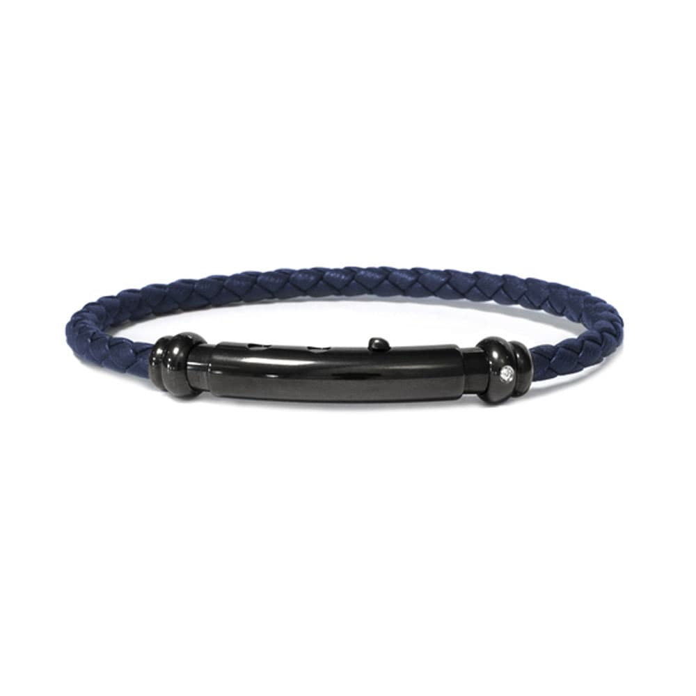 Borsari Αντρικό Βραχιόλι από Επιροδιωμένο Ασήμι και Δέρμα με Διαμάντι BR-CORDA51BD