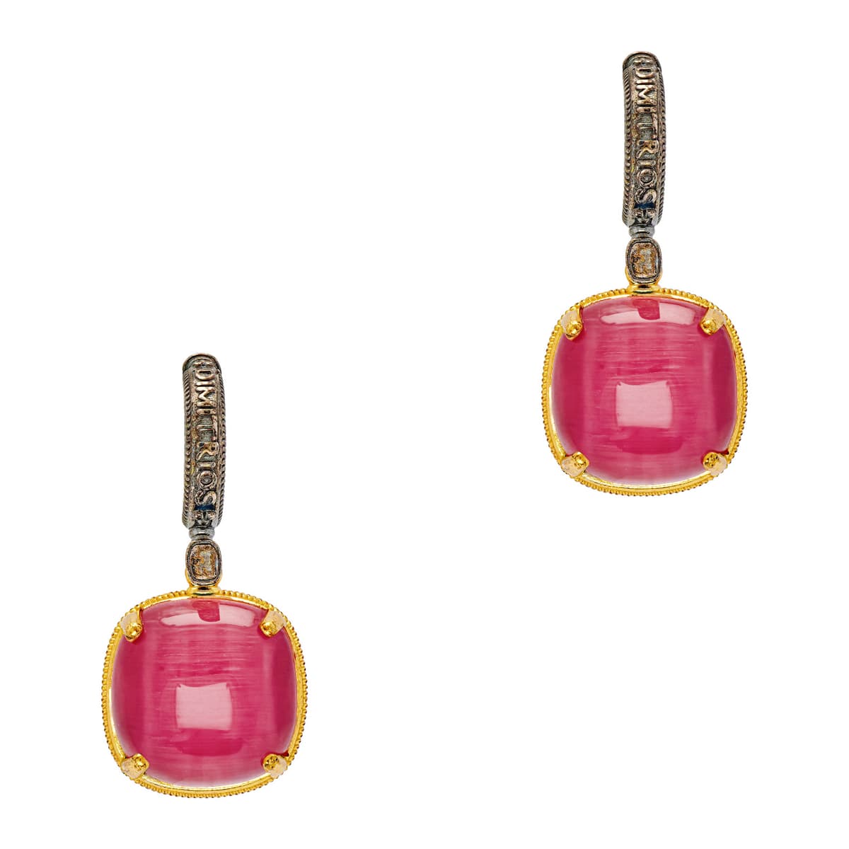 DIMITRIOS Σκουλαρίκια με Ημιπολύτιμες Πέτρες από Δίχρωμο Ασήμι S182-R