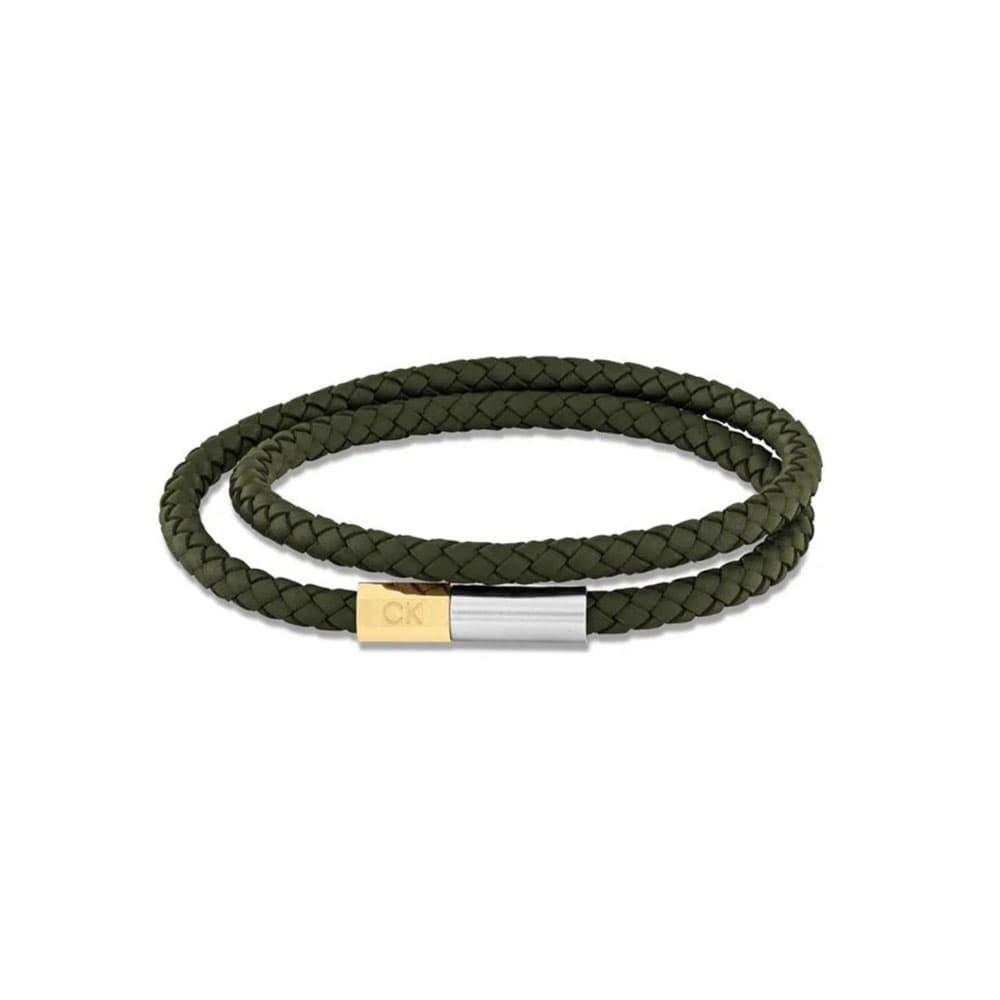 Calvin Klein Ανδρικό Βραχιόλι Από Δέρμα Και Δίχρωμο Ανοξείδωτο Ατσάλι 35100043