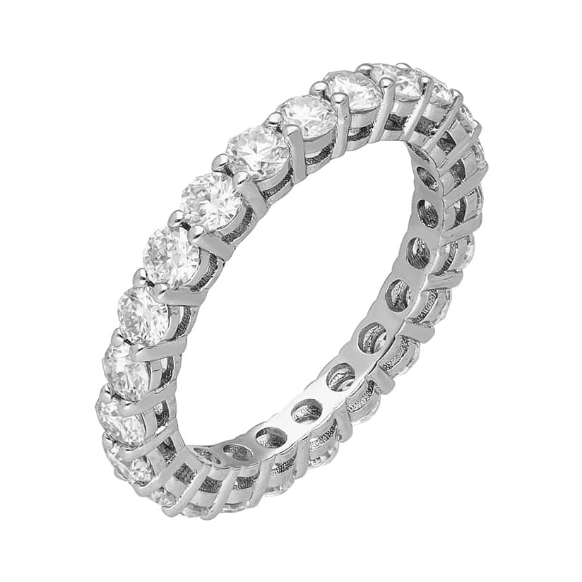 Δαχτυλίδι Ολόβερο με Moissanite Diamonds από Ασήμι DX2627