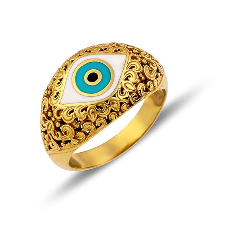 DIMITRIOS Γυναικείο Δαχτυλίδι με Μάτι από Επιχρυσωμένο Ασήμι D197