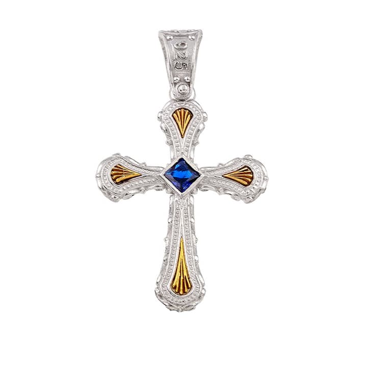 DIMITRIOS Γυναικείος Σταυρός με Cubic Zirgon από Δίχρωμο Ασήμι C257BP