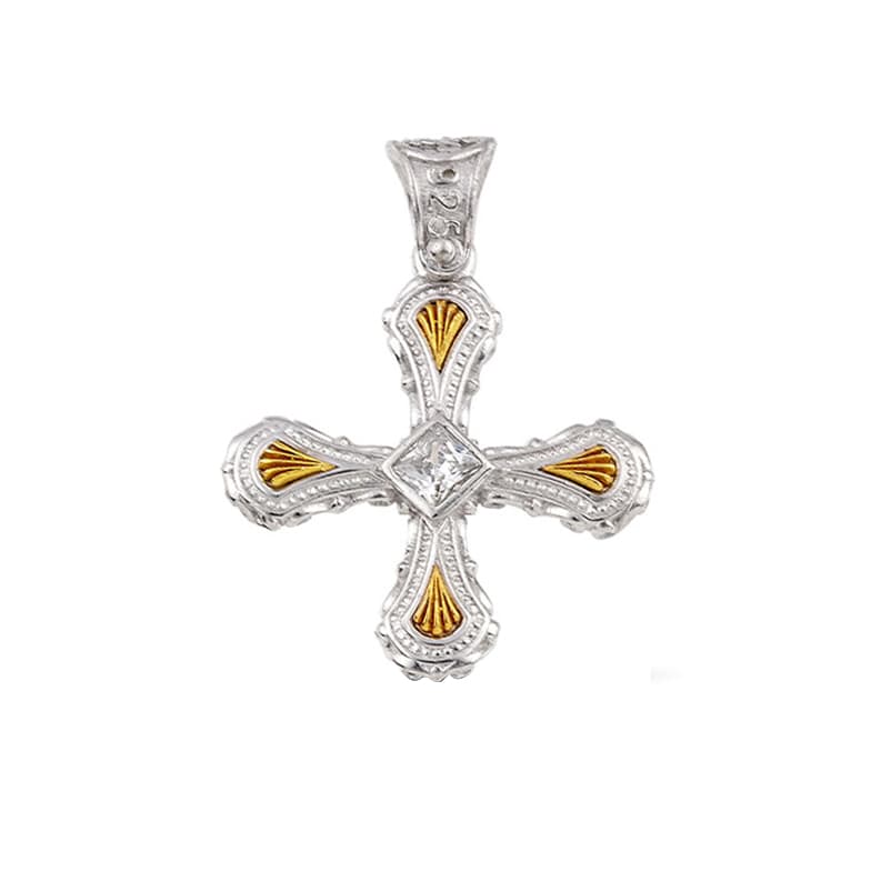 DIMITRIOS Γυναικείος Σταυρός με Zirgon από Δίχρωμο Ασήμι C267WP